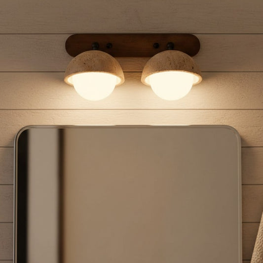 Vintage Wabi-Sabi Travertine Natural Stone Globe Wall Sconce