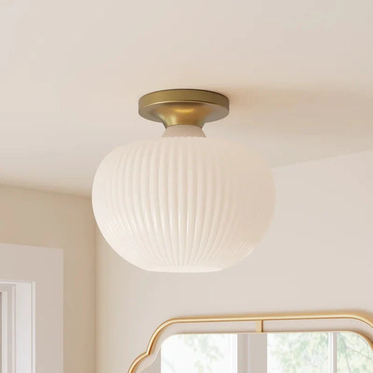 Wesley Modern Organic Milk Glass Ceiling Light