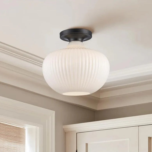Modern Organic Milk Glass Ceiling Light