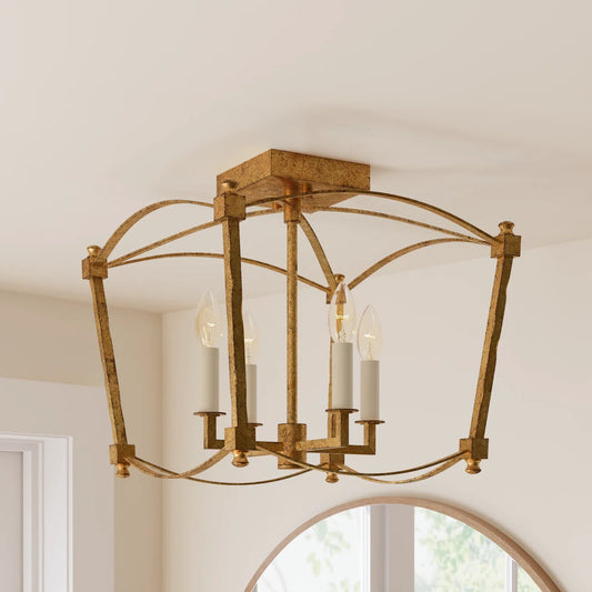 Wren Retro 4-Light Metal Frame Semi Flush Mount