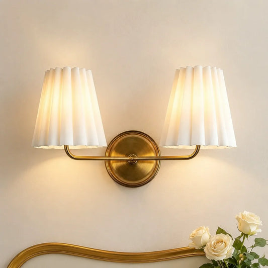 Wren Minimalist Textured Linen Fabric Tapered Wall Sconce