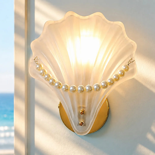 Xyra Modern Pearl Scallop Shell Glass Wall Lamp