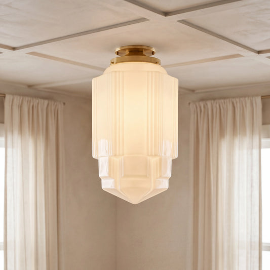 Yara Vintage Schoolhouse Brass Tower Ceiling Light