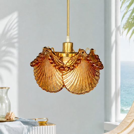 Zadie Vintage Glass Scallop Shell Pendant Light