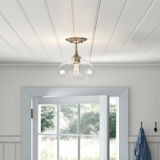 Zinnia Farmhouse Dome Glass Semi-flush Mount Light