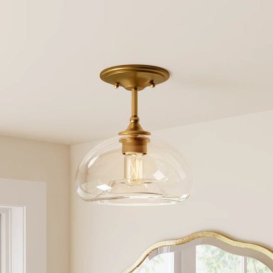 Zinnia Farmhouse Dome Glass Semi-flush Mount Light