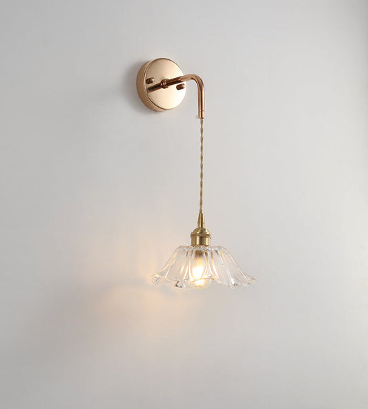 Flower Glass Brass Wall Light - 203GBWL