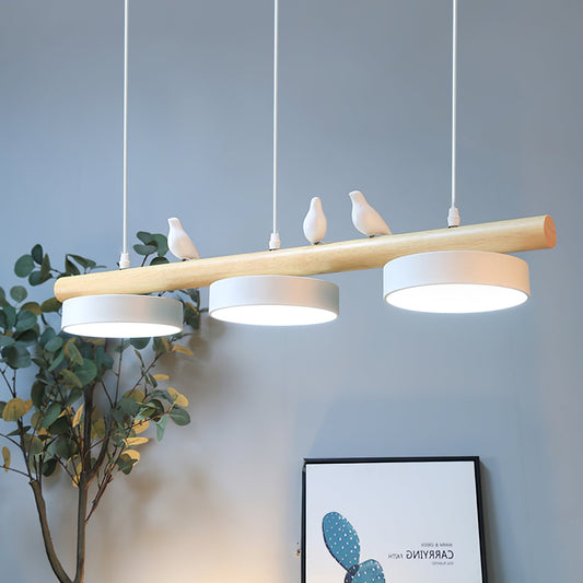 3-Light Nordic Macaron Bird Linear LED Island Chandelier