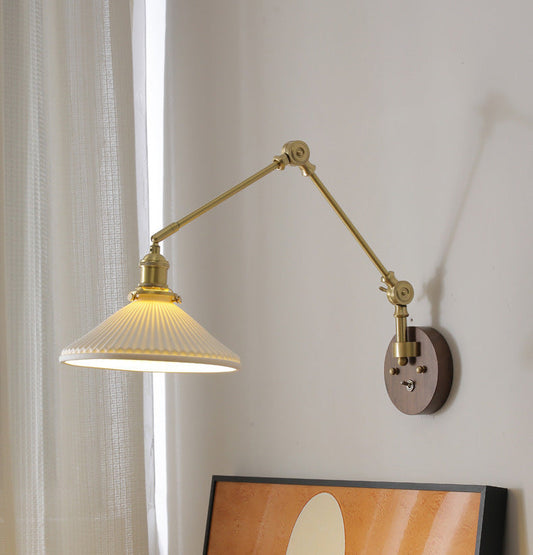 Ceramic Wall Light With Wood Plate - 111WL