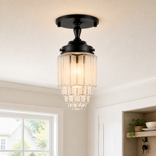 Aubrielle Art Deco Hand Blown Glass Tiered Ceiling Light