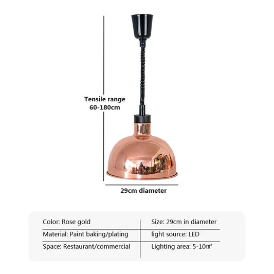 Electric Heat Lamp Telescopic Food Preservation Pendant Light for Restaurants