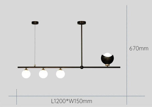 Modern Chandelier With Frosted Globes - 1CH7