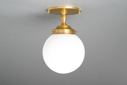 Adara Vintage Brass Glass Globe Ceiling Light