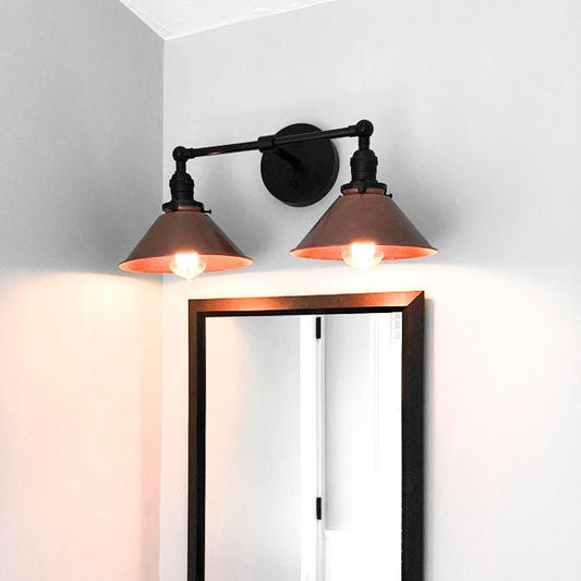 Mila Industrial Dual-Cone Aged Brass Wall Light