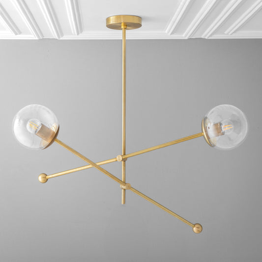 Thuytien Modern Asymmetrical Sphere Clear Glass Brass Chandelier