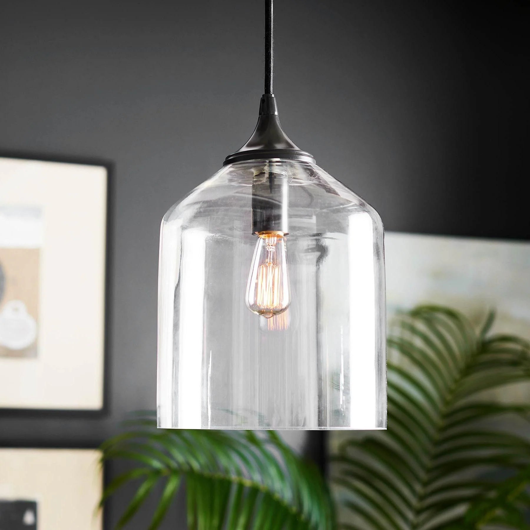 Bex Clear Glass Pendant Light for Kitchen Island | mergelighting ...