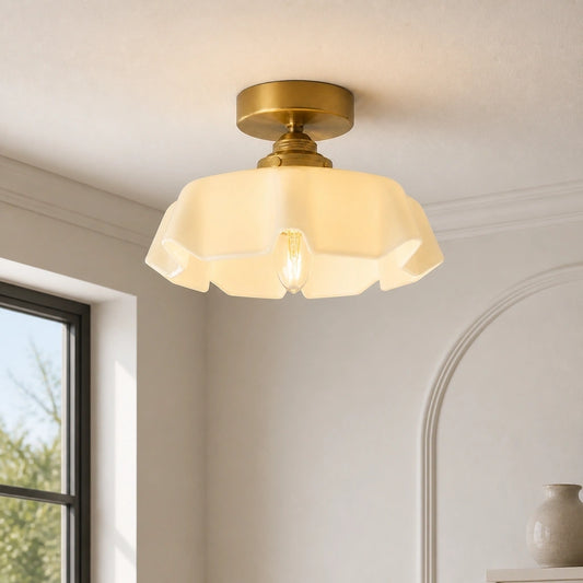 Traditional French Glass Floral Ceiling Light