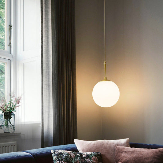 White Frosted Glass Brass Pendant Light - 202GPL