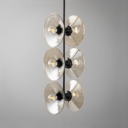 Reginald Modern Disc Shaped Six Head Glass Chandelier