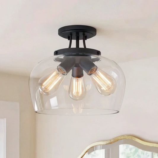 Tyrus Modern Farmhouse 3-Light Clear Glass Ceiling Light