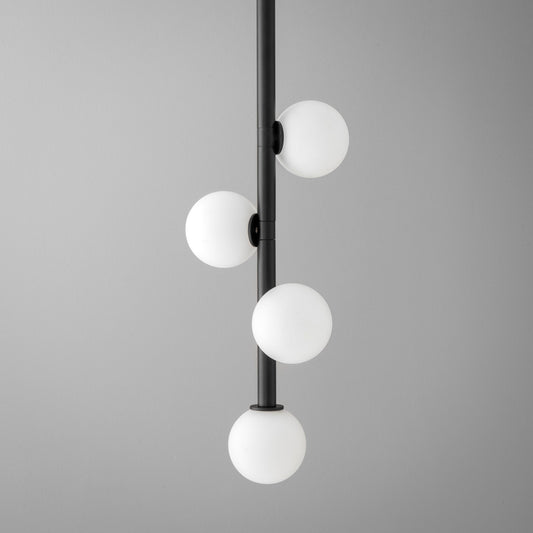 Lemual Modern Vertical Sphere Opal Glass Metal Chandelier