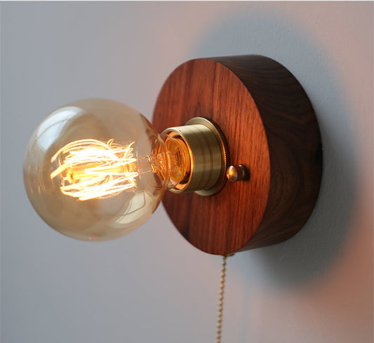 Glass Globe Wood Wall Light - 119WL