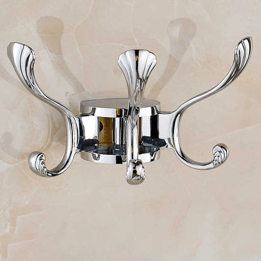 Triple Chrome Rotating Wall Hook for Bathroom and Key Storage