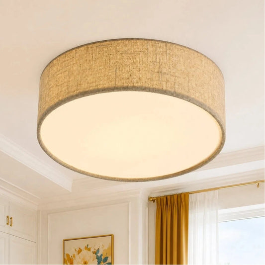 Casburn Modern Minimalist Fabric Drum Ceiling Light