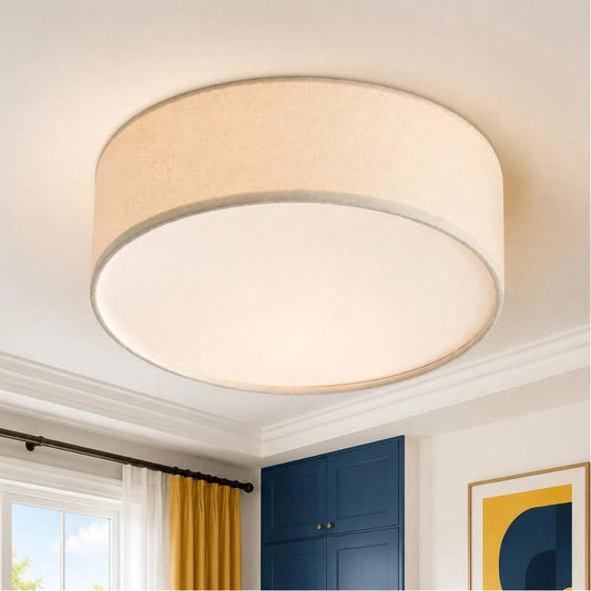 Casburn Modern Minimalist Fabric Drum Ceiling Light