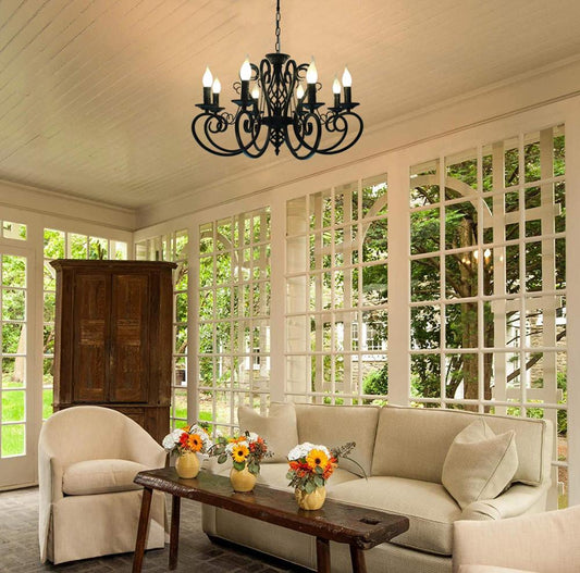 European Classic Iron Arms Chain LED Chandelier