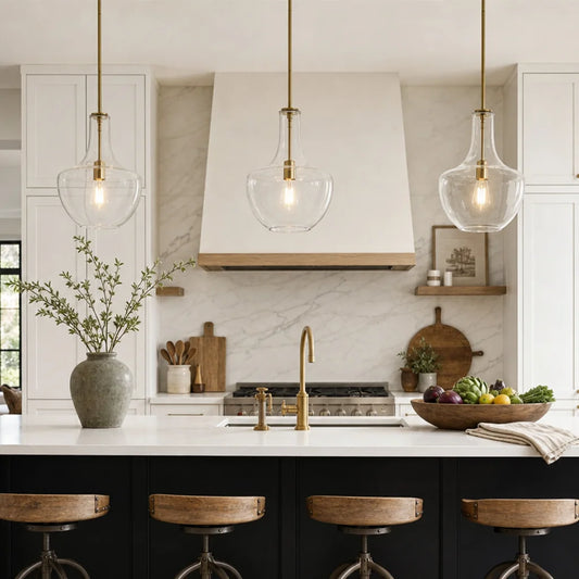 Delyth Farmhouse Bell Glass Adjustable Pendant Light