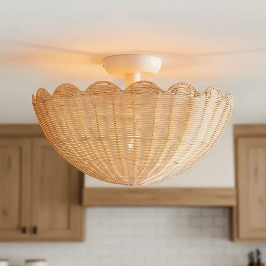 Nicholas Bohemian Rattan Flower Ceiling Light