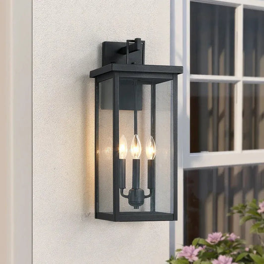 Alistair Minimalist 3-Light Large Black Outdoor Wall Light