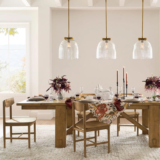 Tovan Modern Farmhouse Clear Curved Glass Pendant Light