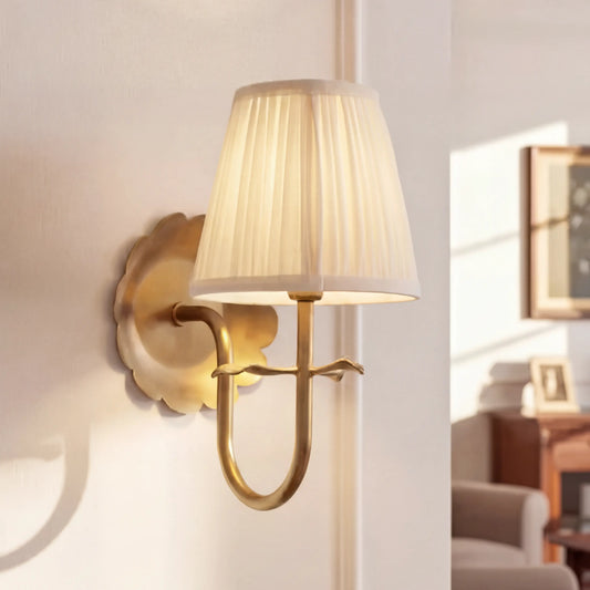 Sandra Vintage Pleated Cotton Shade Wall Sconce