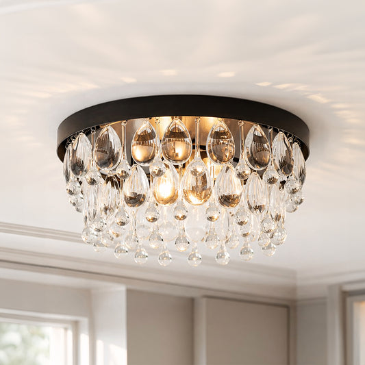 Eliana Modern Luxury Round Crystal Flush Mount Light