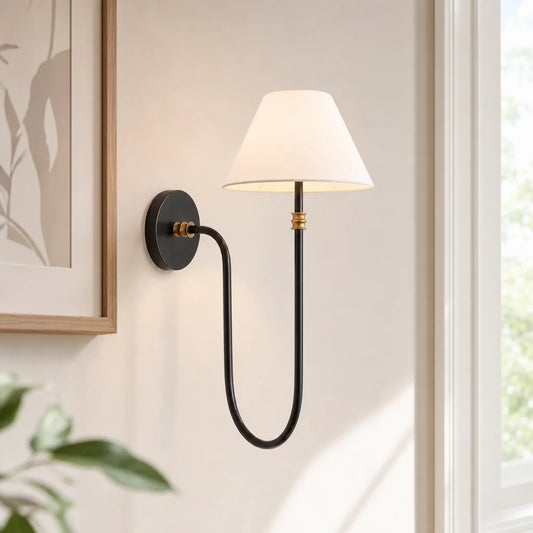 Bella White Fabric Swan Neck Sconce