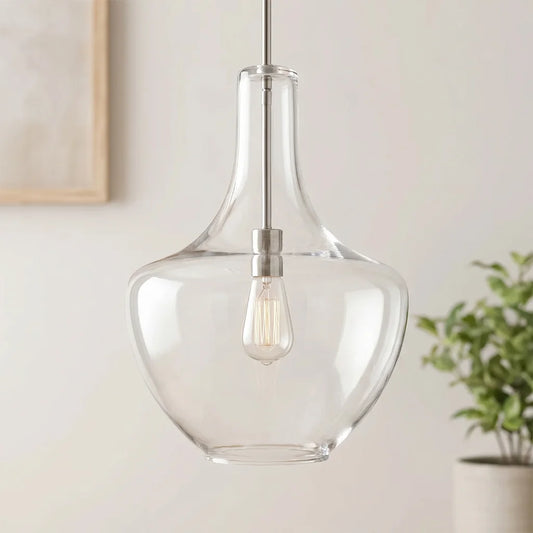 Delyth Farmhouse Bell Glass Adjustable Pendant Light