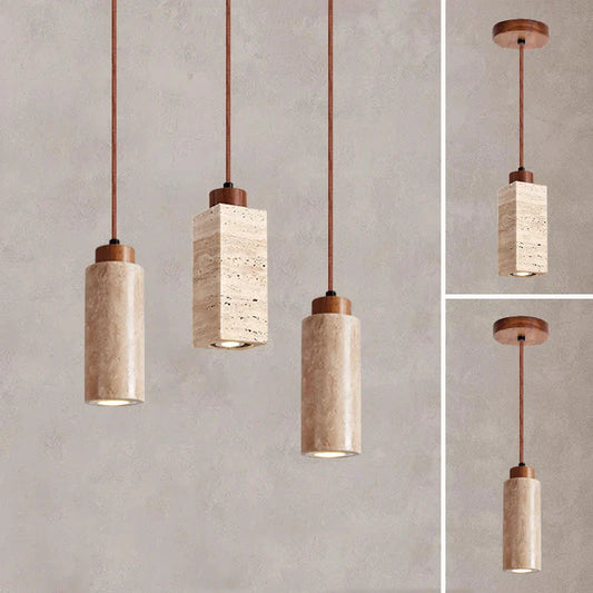 Kairi Natural Travertine Modern Pendant Light