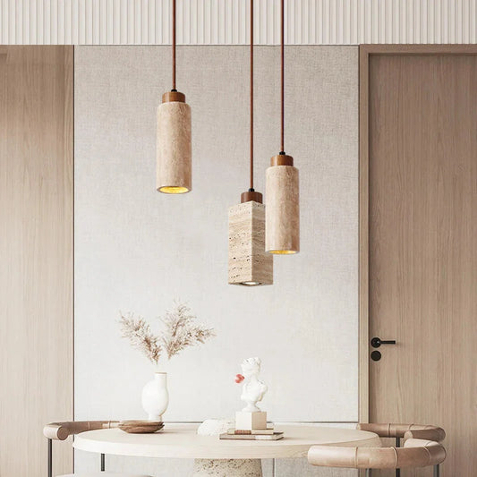 Kairi Natural Travertine Modern Pendant Light
