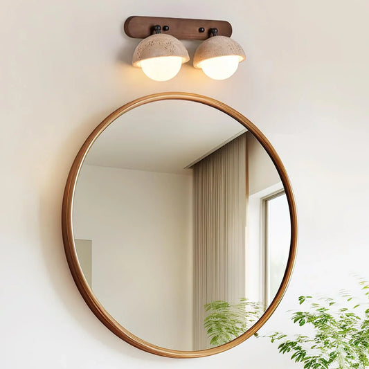 Kairi Wabi Sabi Natural Travertine Globe Wall Lamp