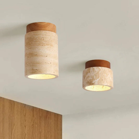 Kairi Scandinavian Natural Travertine Semi Flush Mount Ceiling Light