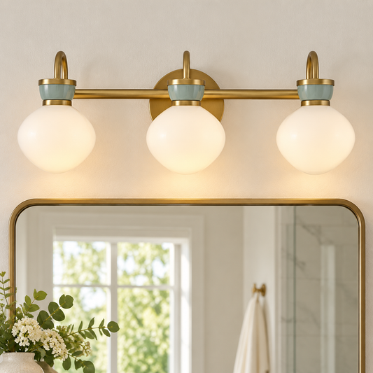 Mara Bronze round opal globe installed SKU view