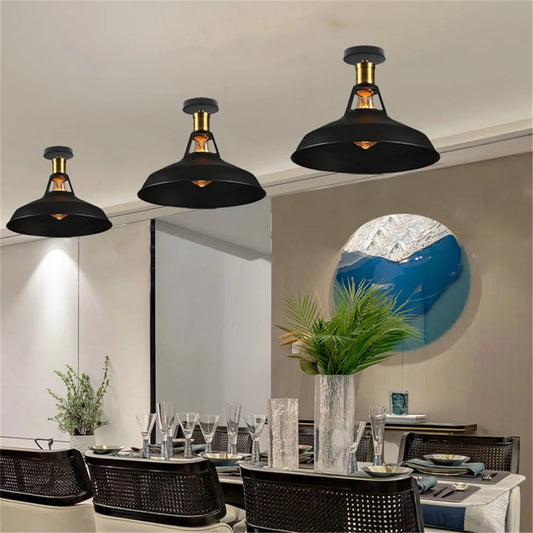Retro Industrial Metal Frame Ceiling Light for Porch Hallway Kitchen Bathroom