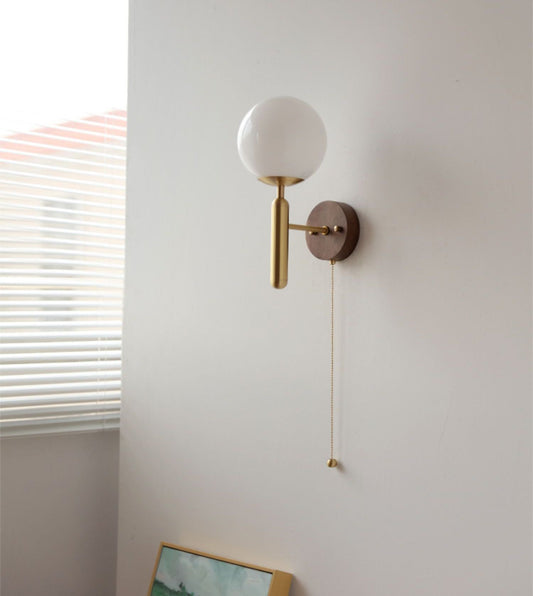 Wood Glass Globe Wall Light - 120WL
