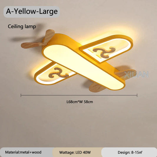Kids Airplane Pendant Lights Wood Metal Sconces Nursery School LED