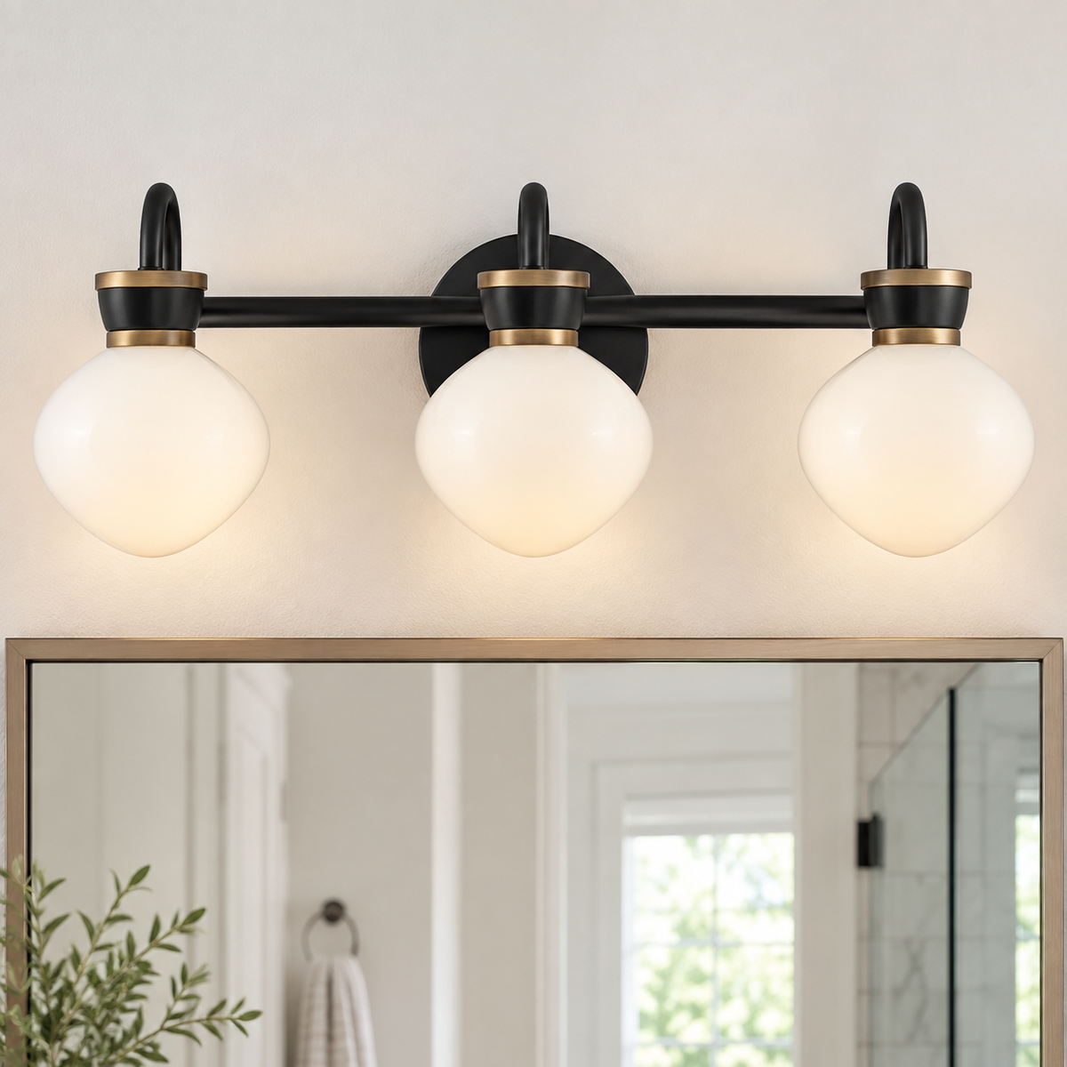 Mara Black/Bronze round opal globe installed SKU view