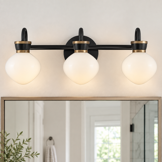 Mara Black/Bronze round opal globe installed SKU view