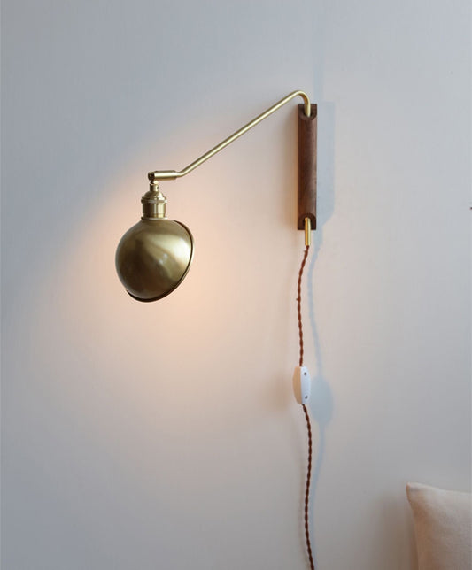 Wood Brass Swing Arm Wood Wall Light - 211SWL