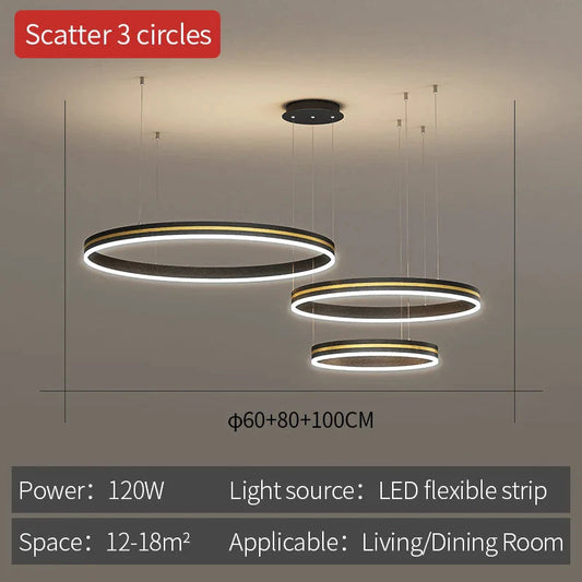Modern Circle Pendant Chandelier for Living Room, Kitchen, and Loft